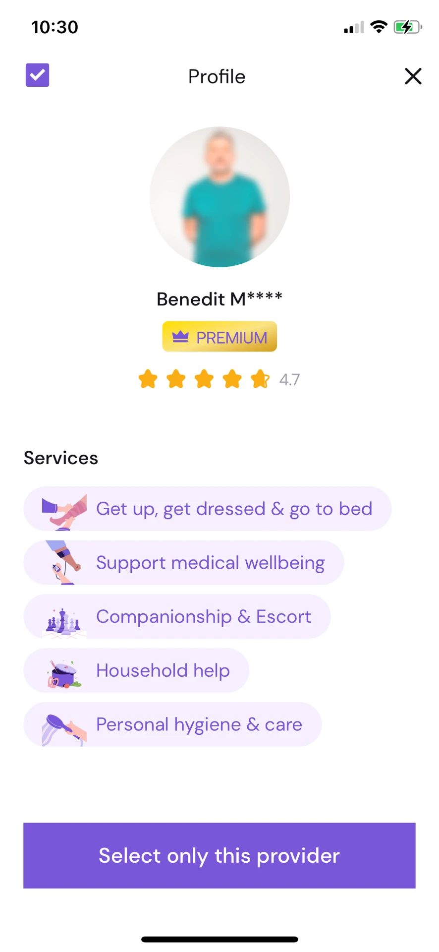 Flexxi care provider profile